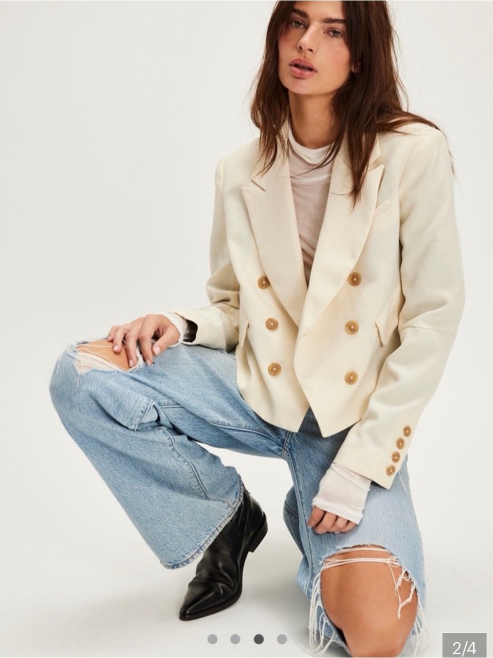 Free People Ivory Betty double-breasted blazer Tailored Blazer medium